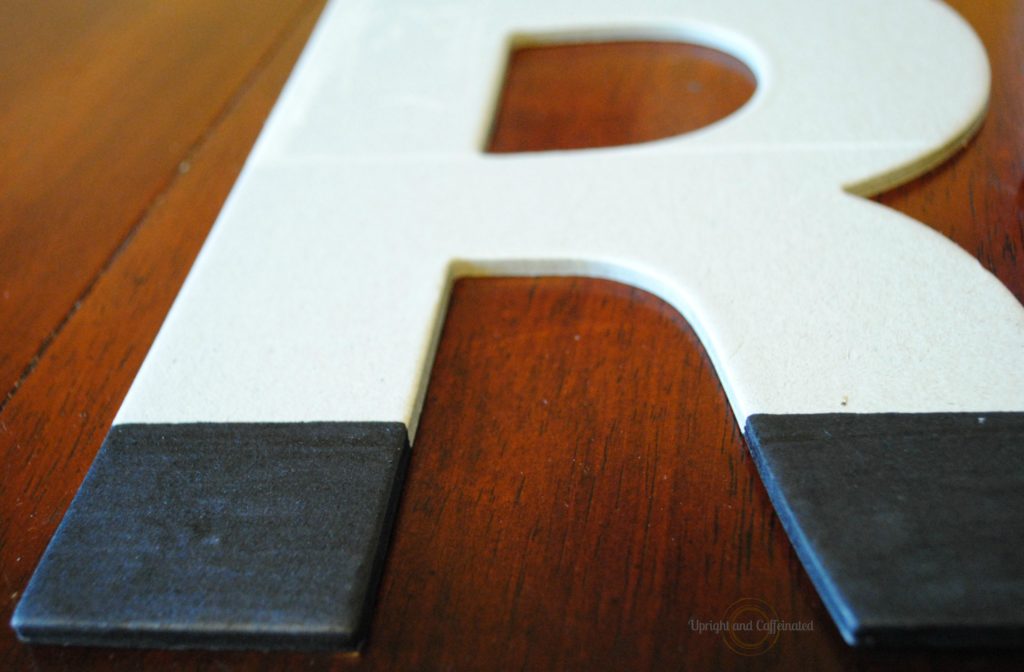 Cardboard Initial used in Black and white gallery wall
