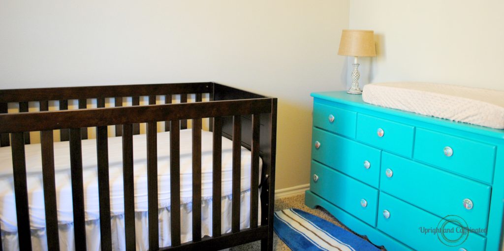 crib and dresser for beach theme baby nursery
