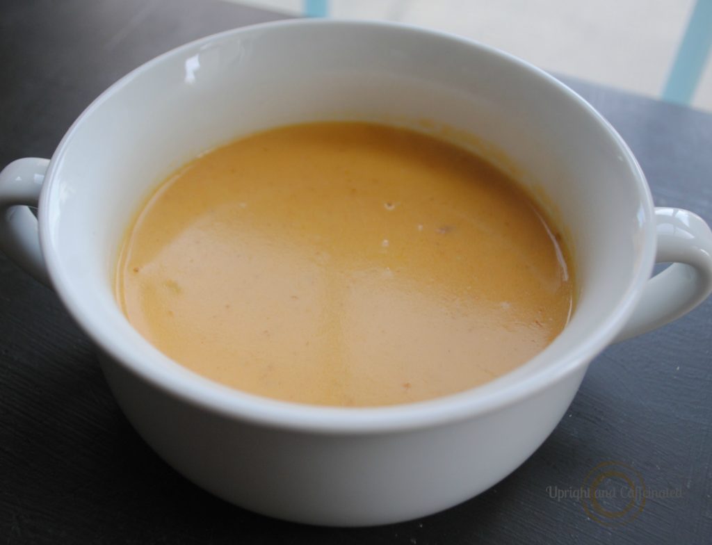 savory pumpkin soup fall appetizer [upright-and-caffeinated]