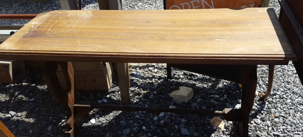 Farmhouse Entryway Table makeover using Wise Owl Chalk Synthesis Paint. 