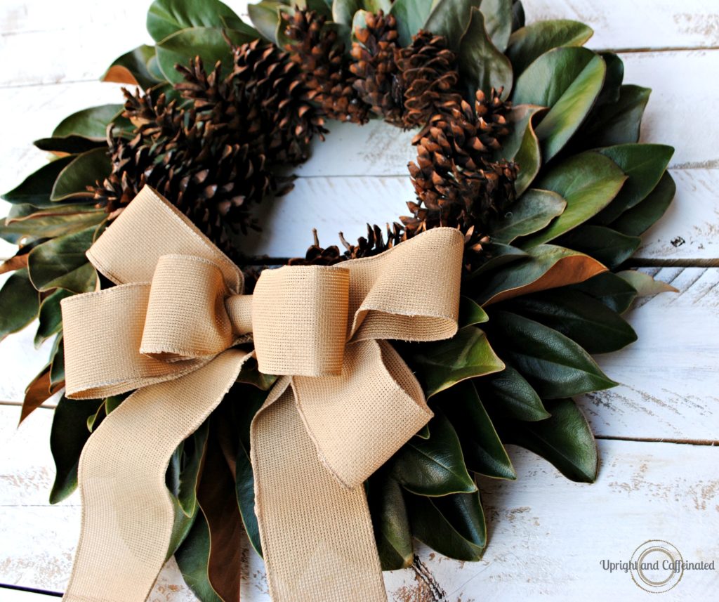 Natural Fall Wreath: Magnolia Leaves and Pine Cones