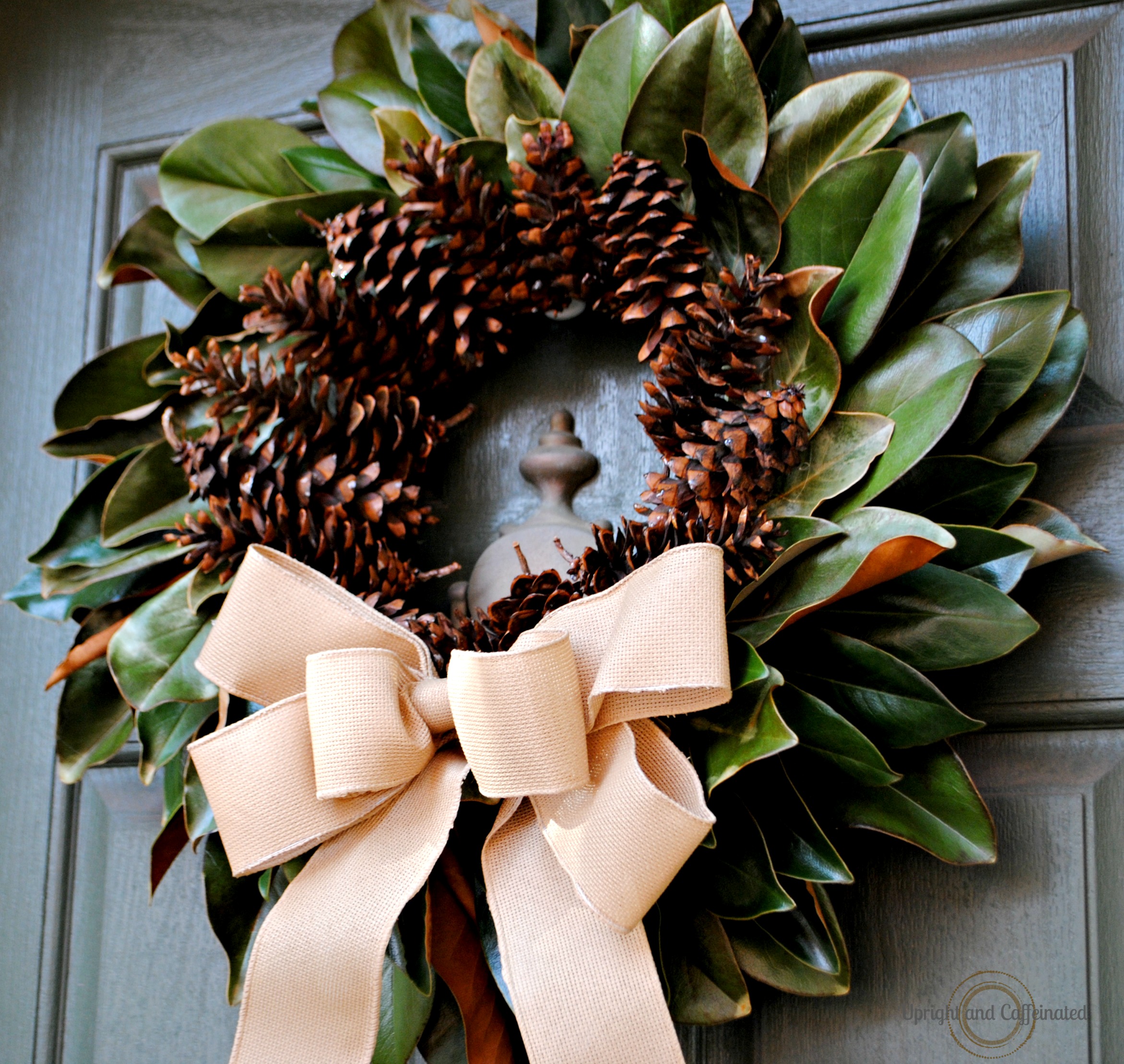 Natural Fall Wreath: Magnolia Leaves and Pine Cones