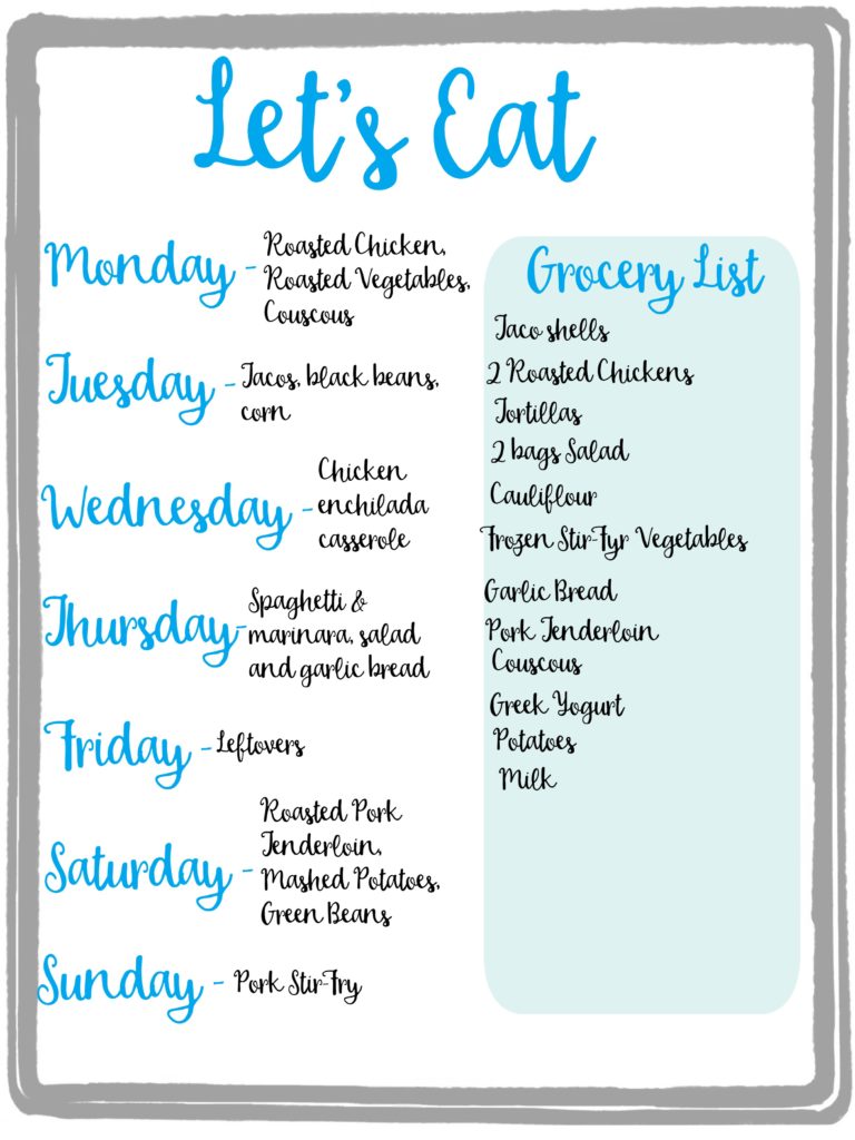 Meal Planning Worksheet 