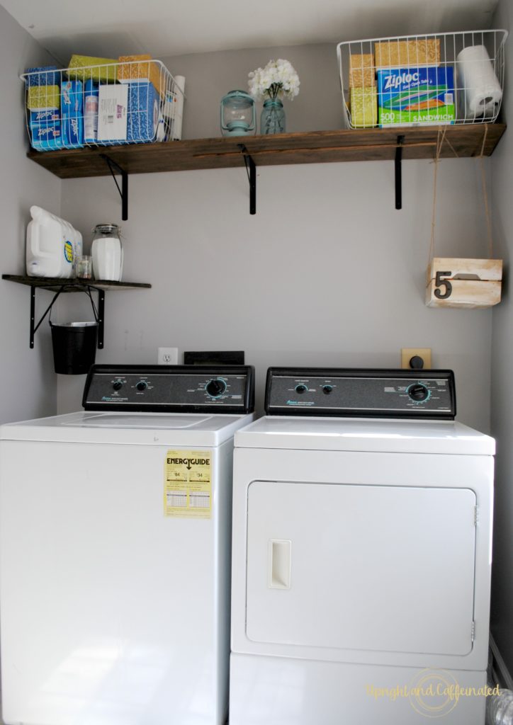 Check out this amazing DIY project. $50 laundry room makeover in a rental. Seriously, that only cost fifty dollars! 