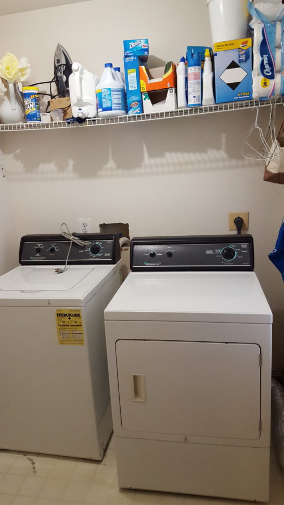 Check out this amazing DIY project. $50 laundry room makeover in a rental. Seriously, that only cost fifty dollars! 