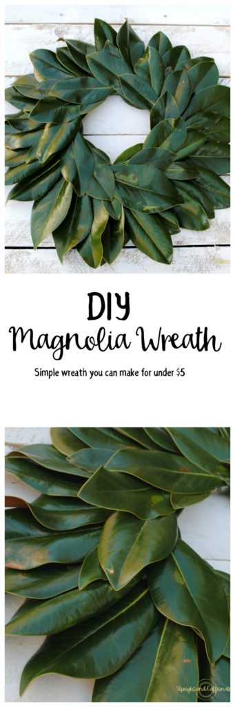 Excellent DIY Magnolia wreath tutorial. Make this wreath for under five dollars using magnolia leaves, hot glue and a Styrofoam ring! Perfect DIY project for a beginner!