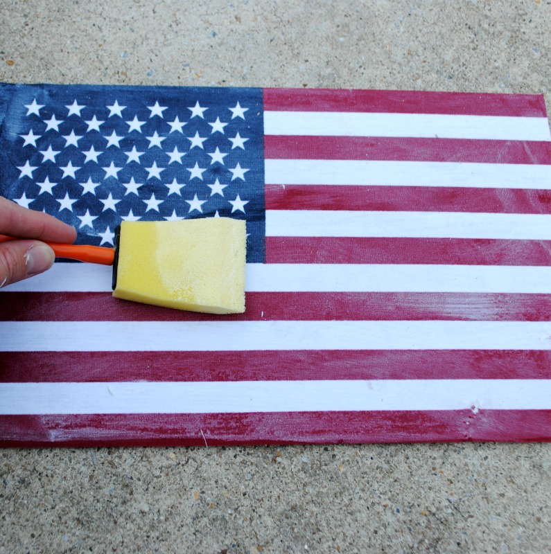 Mod Podge and a foam brush make this flag sign simply adorable!