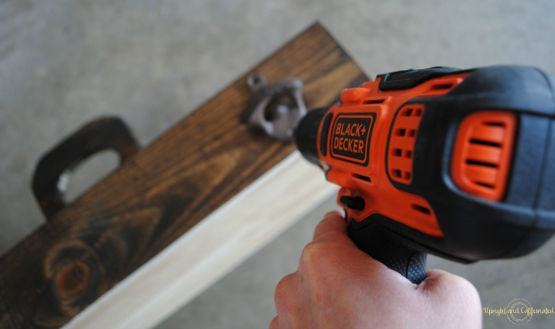 Add a bottle opener to this DIY grill tool box. For a guy who loves grill accessories!