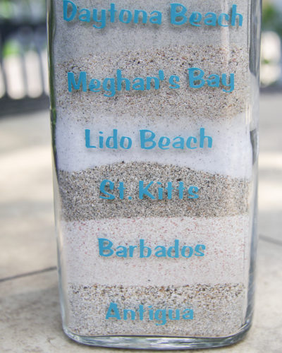 Layer sand from the beach to make this simple beach souvenir.