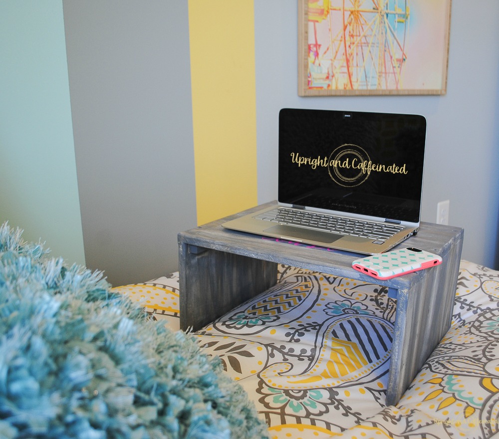 Make a DIY laptop table for a dorm room and customize it with a Cricut Explore Air 2.