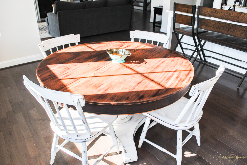 Spray Painted dining room table and chairs - At Home With The Barkers