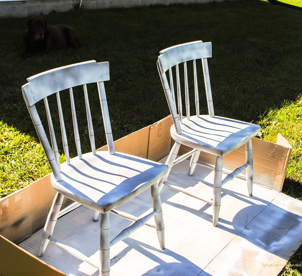 It takes a few cans of spray paint to spray paint furniture like chairs. 