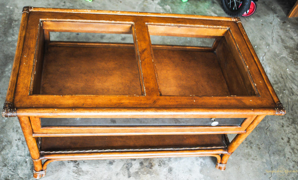 I removed all the glass from this coffee table to make it a kid-friendly Lego Table