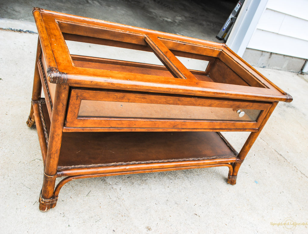 This coffee table was perfect to repurpose into a DIY Lego table 