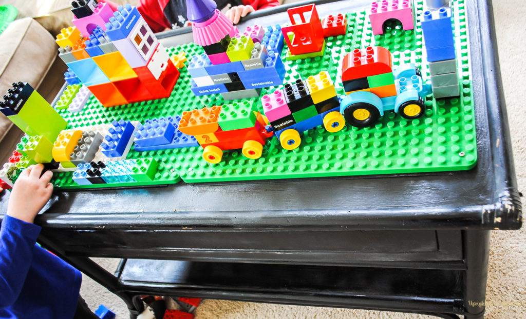 Find out how to make a DIY Lego table! Keep Lego toys contained and organized. 