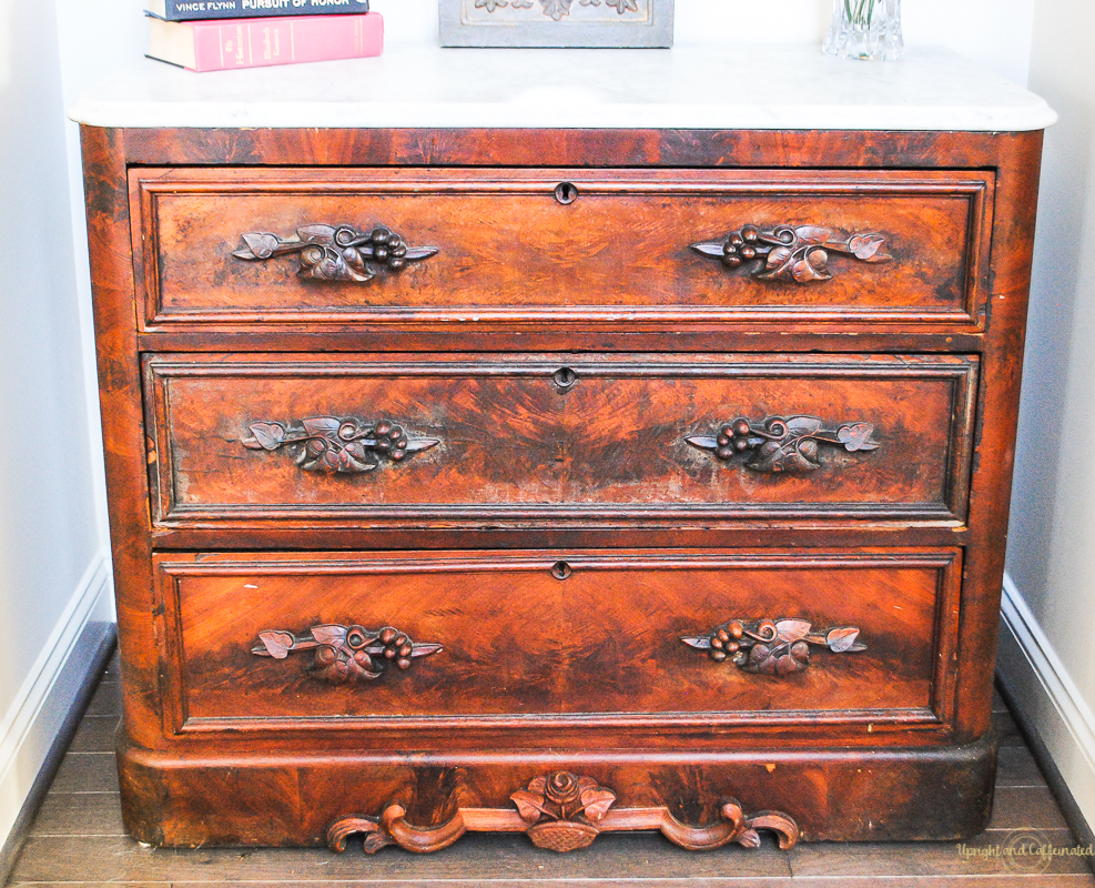 My antique dresser sits in a little niche right in our foyer.