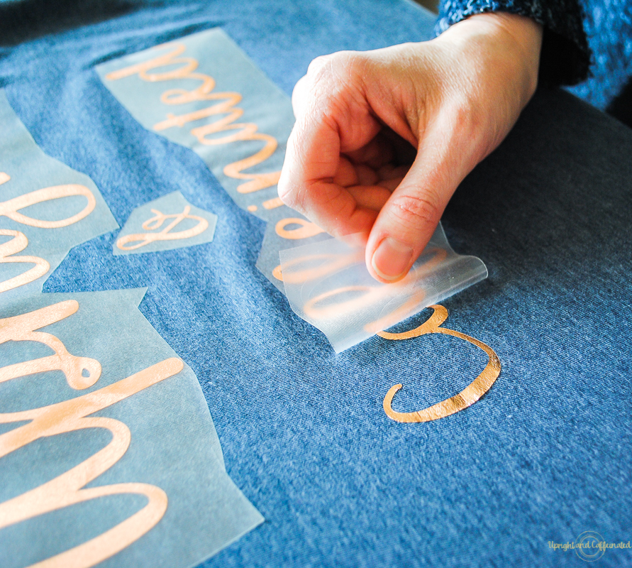 Carefully remove the protective backing of the heat transfer vinyl. 