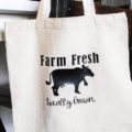 This custom tote bag is perfect for weekend shopping at the farmers market.