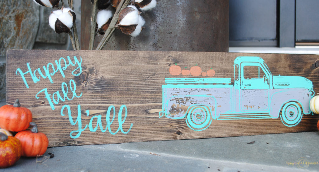 This vintage truck and pumpkins are perfect for a fall sign! Check out the full tutorial to make your own! 