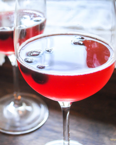 Have a friend over and make this pomegranate and blueberry wine spritzer recipe!