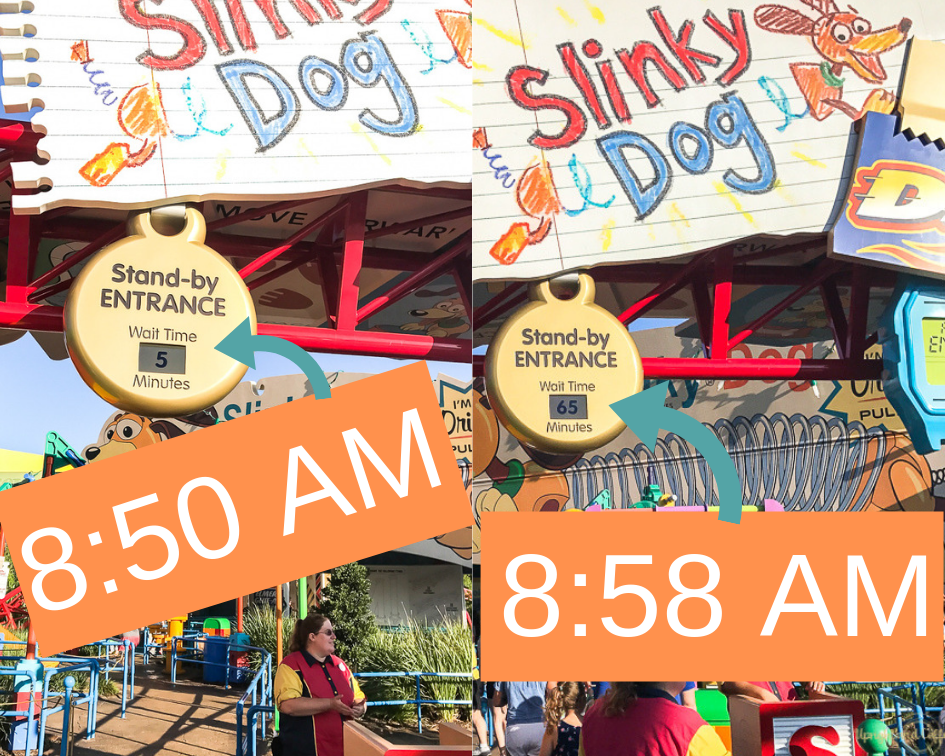 These photos were taken 8 minutes apart. One during Early Morning Magic and the other as soon as the park opened! 