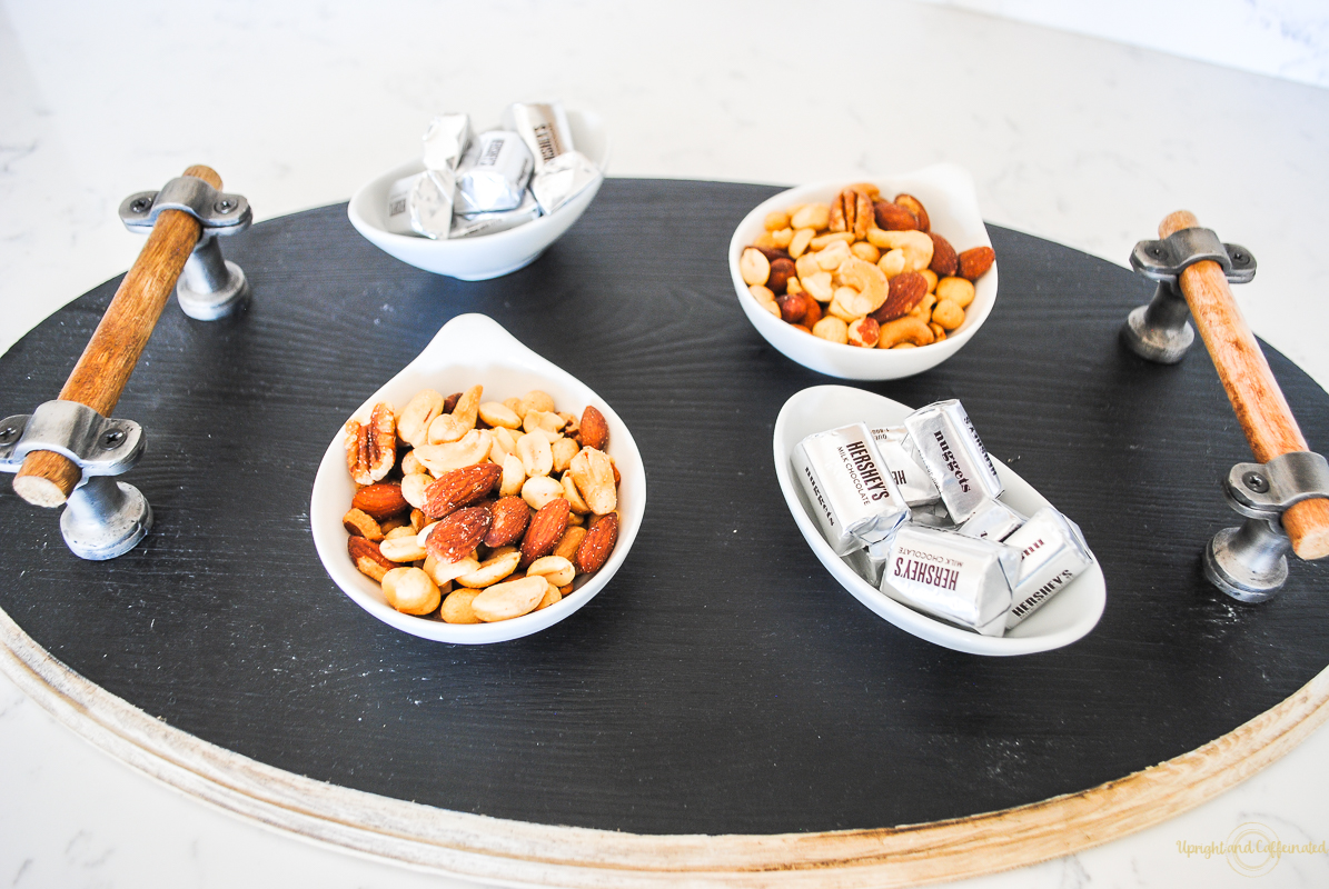 Don't stress over food at your pop up shop. A bowl of nuts and chocolate will keep guests happy. 