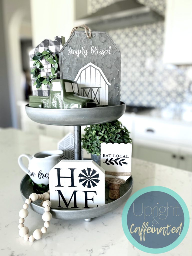 Black and White Farmhouse Tiered Tray 
